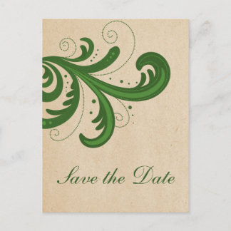 Tarjeta de aviso de boda con remolinos elegantes y