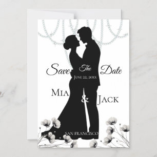Tarjeta de Aviso de Boda con Silueta Elegante