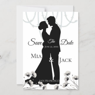Tarjeta de Aviso de Boda con Silueta Elegante