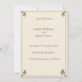 Tarjeta de aviso de boda de cardo botánico de marf