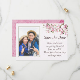 Tarjeta de aviso de boda de flor de cerezo japones