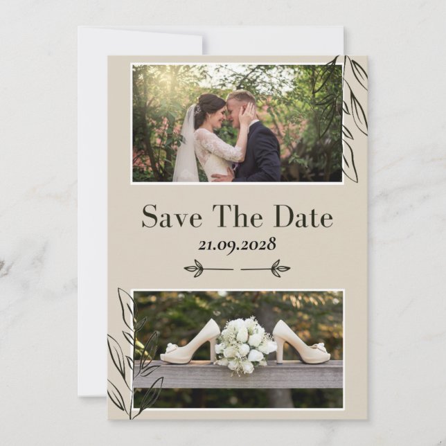 Tarjeta de aviso de boda de hierba de Pampas Boho (Anverso)