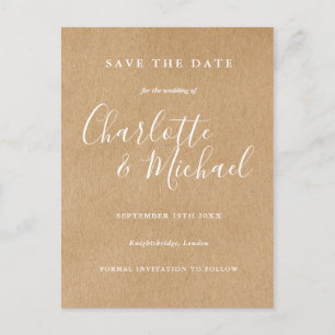 Tarjeta de aviso de boda de Kraft rústico de Signa