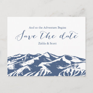 Tarjeta de aviso de boda de montaña elegante