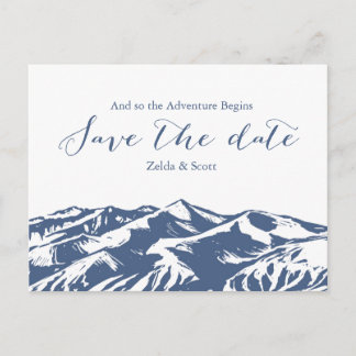 Tarjeta de aviso de boda de montaña elegante