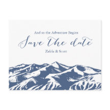 Tarjeta de aviso de boda de montaña elegante