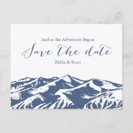 Tarjeta de aviso de boda de montaña elegante