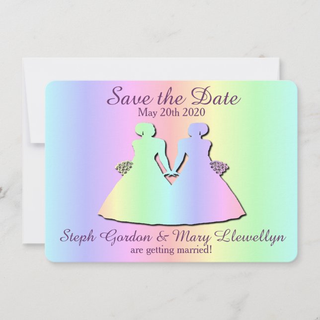 Tarjeta de aviso de boda de orgullo lésbico (Anverso)