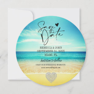 Tarjeta de aviso de boda de verano en la playa ele