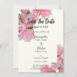 Tarjeta de aviso de boda elegante con Azalea Rosa 