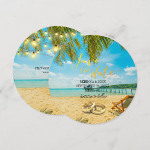 Tarjeta de aviso de boda elegante de verano en la