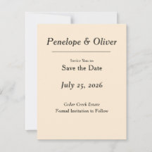 Tarjeta de aviso de boda elegante minimalista marf