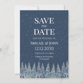 Tarjeta de aviso de boda en bosque invernal rústic