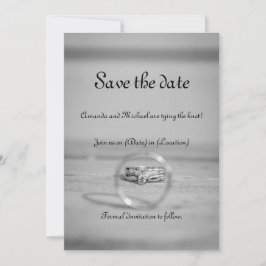 Tarjeta de aviso de boda en gris y negro elegante