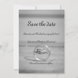 Tarjeta de aviso de boda en gris y negro elegante