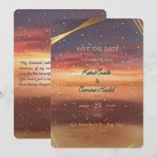 Tarjeta de aviso de boda en Sunset Beach