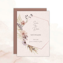 Tarjeta de aviso de boda floral boho