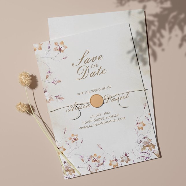 Tarjeta de aviso de boda floral boho (Subido por el creador)