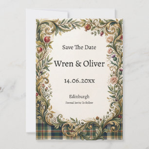 Tarjeta de aviso de boda floral botánica italiana