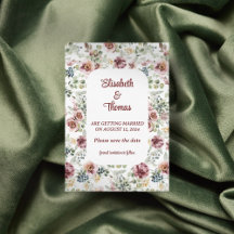 Tarjeta de aviso de boda floral diseño romántico