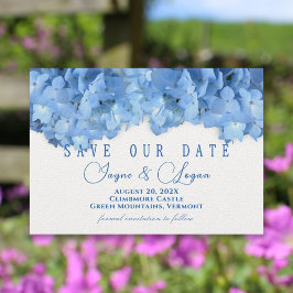 Tarjeta de aviso de boda floral moderna Blue Heave