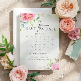 Tarjeta de aviso de boda floral rosa polvorienta B