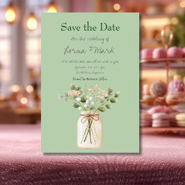 Tarjeta de aviso de boda Jarrón de flores verde sa