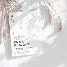 Tarjeta de aviso de boda minimalista y moderna