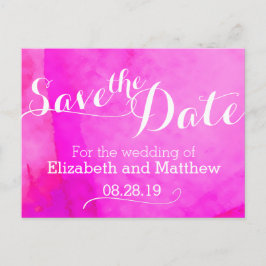 Tarjeta de aviso de boda pintada con acuarela rosa