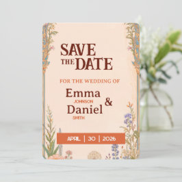 Tarjeta de aviso de boda Retro Chic