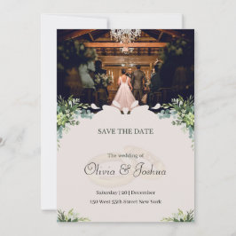 Tarjeta de aviso de boda rústica de interior