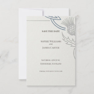 Tarjeta de aviso de bodas celtas con cardo de plat