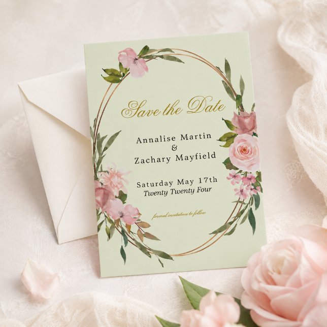 Tarjeta de aviso de bodas floral Blush y Sage (Subido por el creador)