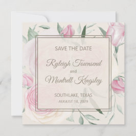 Tarjeta de aviso de bodas Rosas y Crema