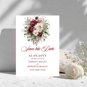 Tarjeta de aviso de boho rubor borgoña dorado