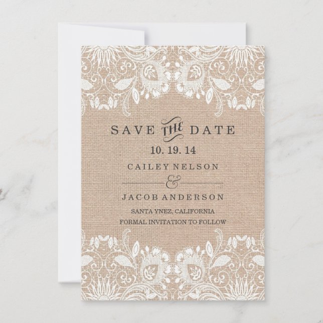 Tarjeta de aviso de Burlap & Lace (Anverso)