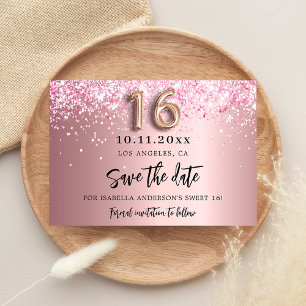 Tarjeta de aviso de celebración de Sweet 16 con br
