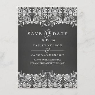 Tarjeta de aviso de Chalkboard & Lace