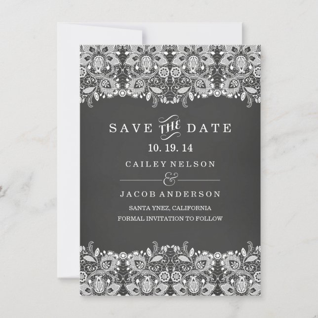 Tarjeta de aviso de Chalkboard & Lace (Anverso)