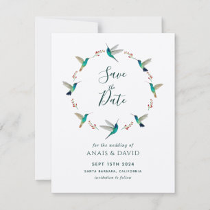 Tarjeta de aviso de colibrí
