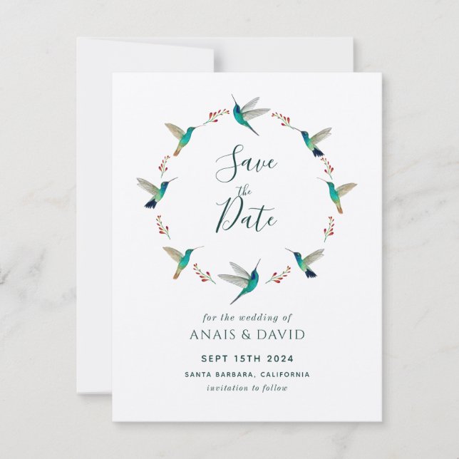 Tarjeta de aviso de colibrí (Anverso)