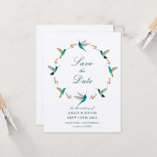 Tarjeta de aviso de colibrí