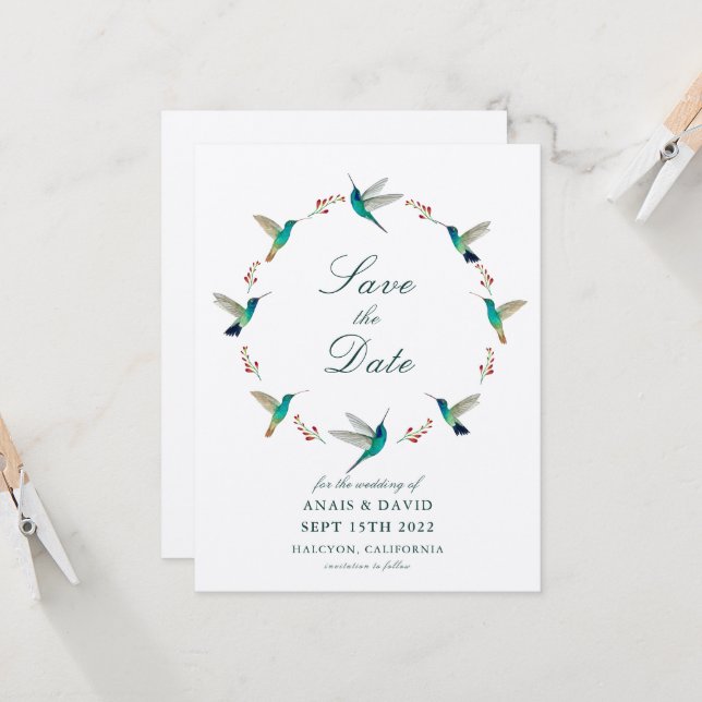 Tarjeta de aviso de colibrí (Anverso/Reverso In Situ)