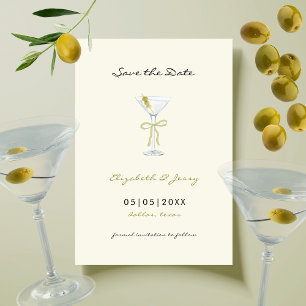 Tarjeta de aviso de coquette Martini con lazo manu