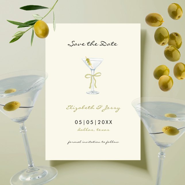 Tarjeta de aviso de coquette Martini con lazo manu (Subido por el creador)