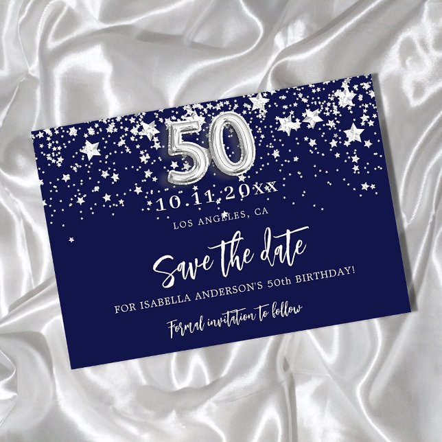 tarjeta de aviso de cumpleaños número 50 azul mari (Subido por el creador)