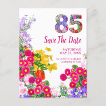 Tarjeta de aviso de cumpleaños número 85 Floral Mo