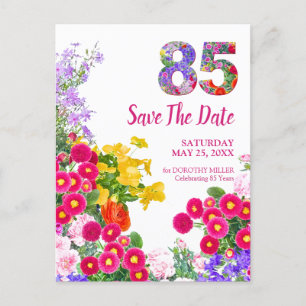 Tarjeta de aviso de cumpleaños número 85 Floral Mo