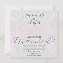 Tarjeta de aviso de fecha Coquette con lazos rosad