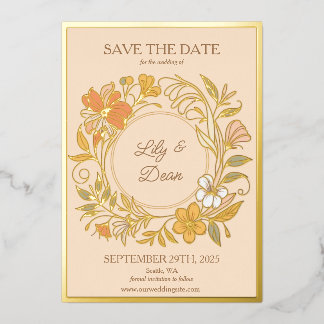 Tarjeta de aviso de fecha de Art Nouveau floral el